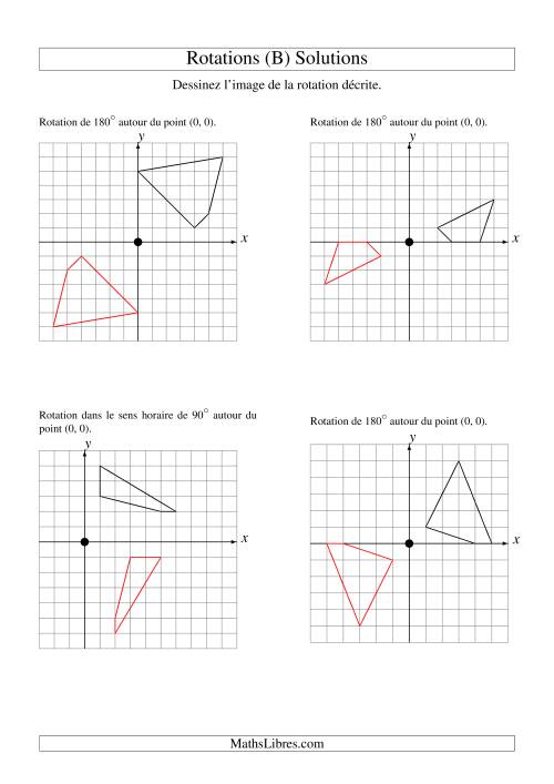 Rotation de figures à 4 sommets par rapport à l'origine -- 1er quadrant (B) page 2