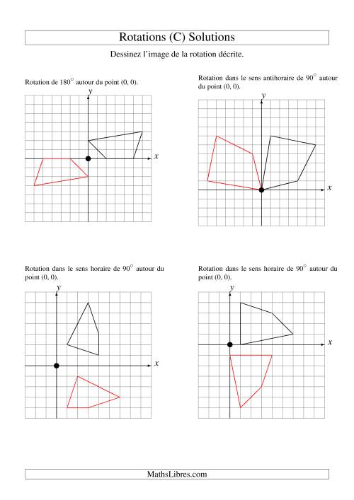 Rotation de figures à 4 sommets par rapport à l'origine -- 1er quadrant (C) page 2