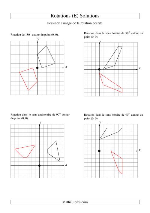 Rotation de figures à 4 sommets par rapport à l'origine -- 1er quadrant (E) page 2