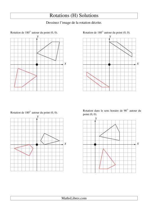 Rotation de figures à 4 sommets par rapport à l'origine -- 1er quadrant (H) page 2