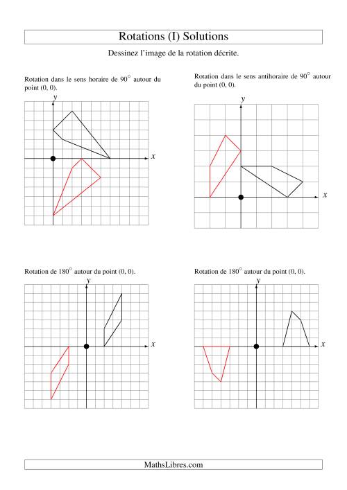 Rotation de figures à 4 sommets par rapport à l'origine -- 1er quadrant (I) page 2