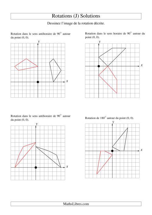 Rotation de figures à 4 sommets par rapport à l'origine -- 1er quadrant (J) page 2