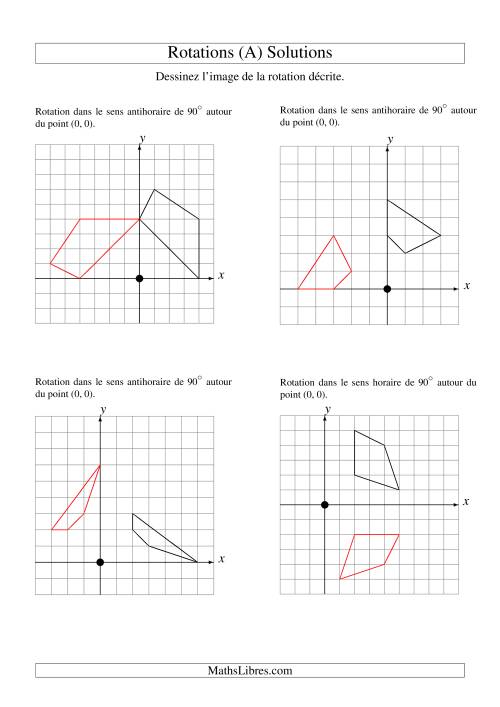 Rotation de figures à 4 sommets par rapport à l'origine -- 1er quadrant (Tout) page 2