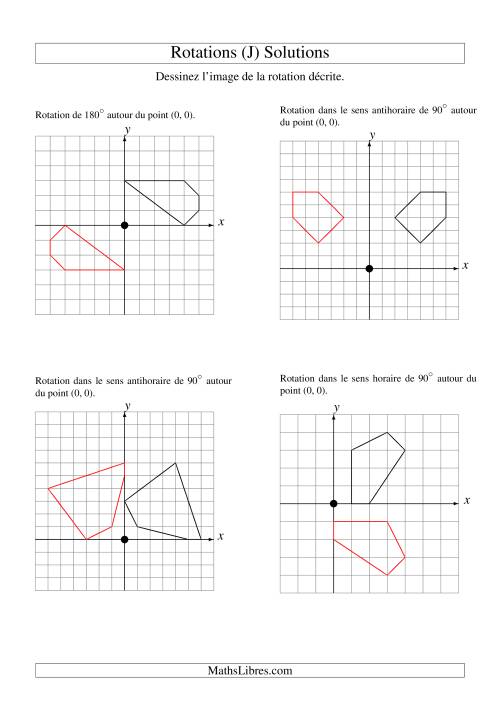 Rotation de figures à 5 sommets autour de l'origine -- 1er quadrant (J) page 2