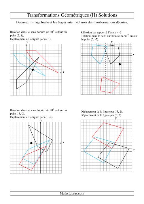 Transformation variées (sans homothétie) -- Figures à 4 sommets -- 2 étapes (H) page 2
