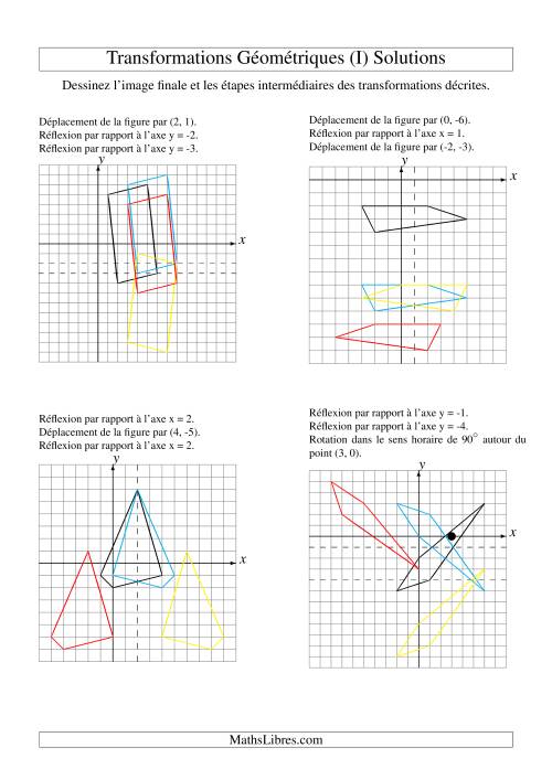 Transformation variées (sans homothétie) -- Figures à 4 sommets -- 3 étapes (I) page 2