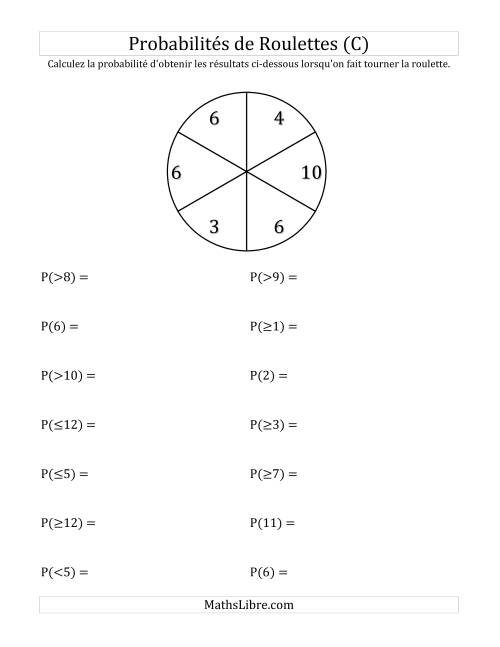 Probabilité -- Roulette à 6 sections (C)