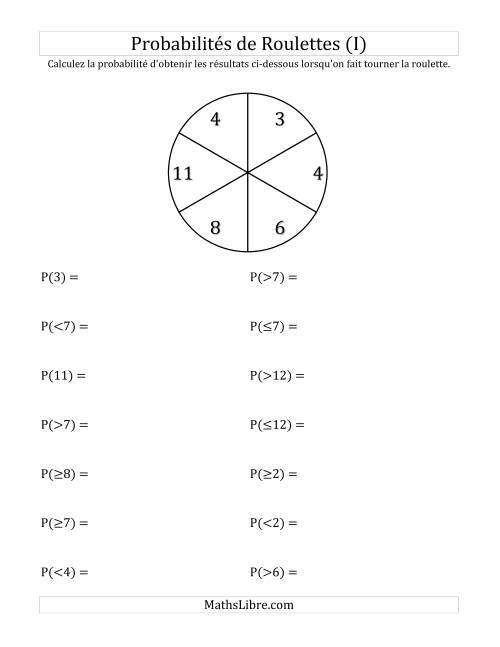 Probabilité -- Roulette à 6 sections (I)