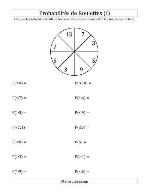 Probabilité -- Roulette à 8 sections (I)