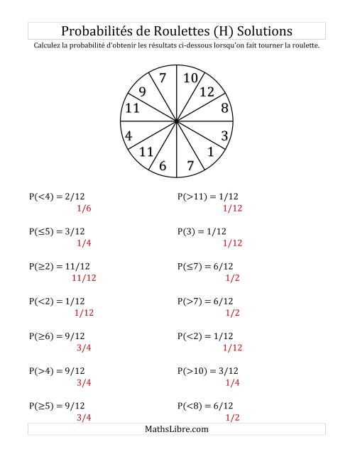 Probabilité -- Roulette à 12 sections (H) page 2