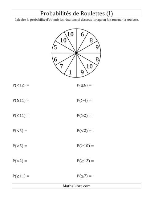 Probabilité -- Roulette à 12 sections (I)