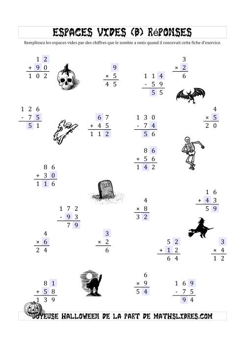Remplir l'Espace Vide par des nombres omis par des Zombies (B) page 2