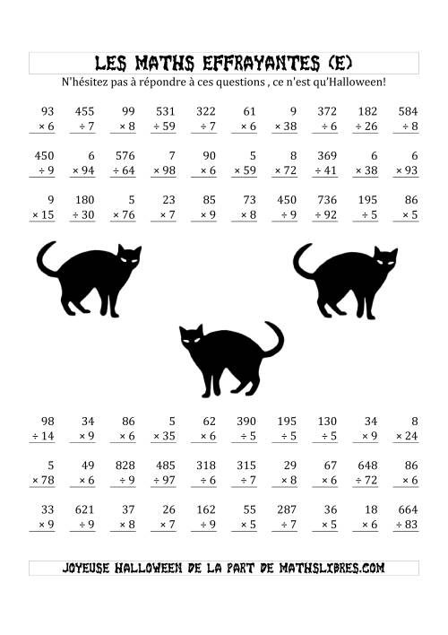 Les Maths Effrayantes (Multiplication & Division à Un, Deux ou Trois Chiffres) (E)