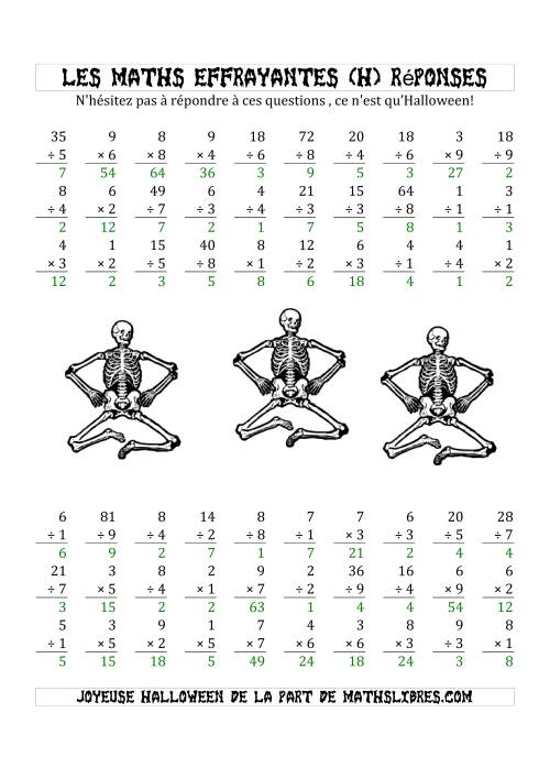 Les Maths Effrayantes (Multiplication & Division à Un ou Deux Chiffres) (H) page 2