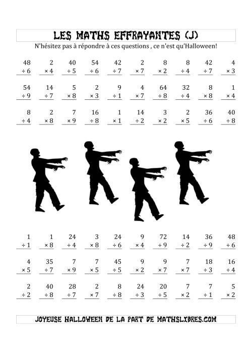 Les Maths Effrayantes (Multiplication & Division à Un ou Deux Chiffres) (J)
