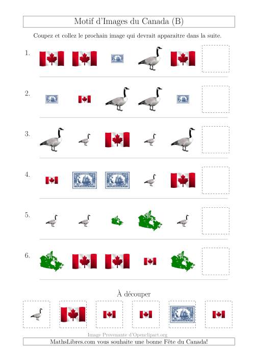 Motif d'Images du Canada avec Comme Attributs Forme et Taille (B)