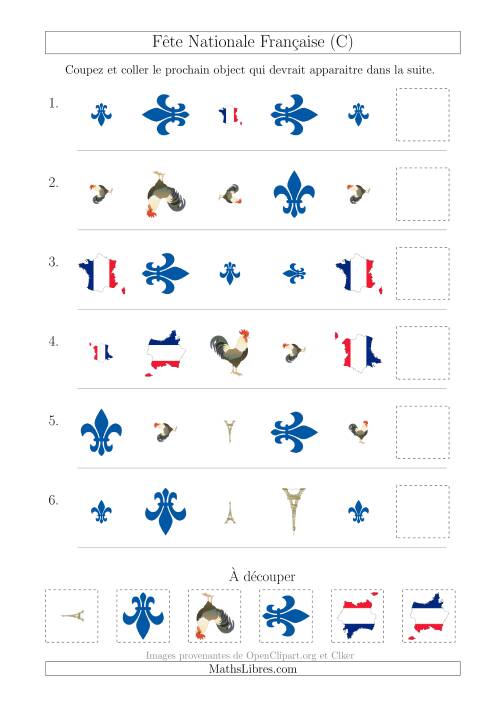 Images de la Fête Nationale Française avec Trois Particularités (Forme, Taille & Rotation) (C)