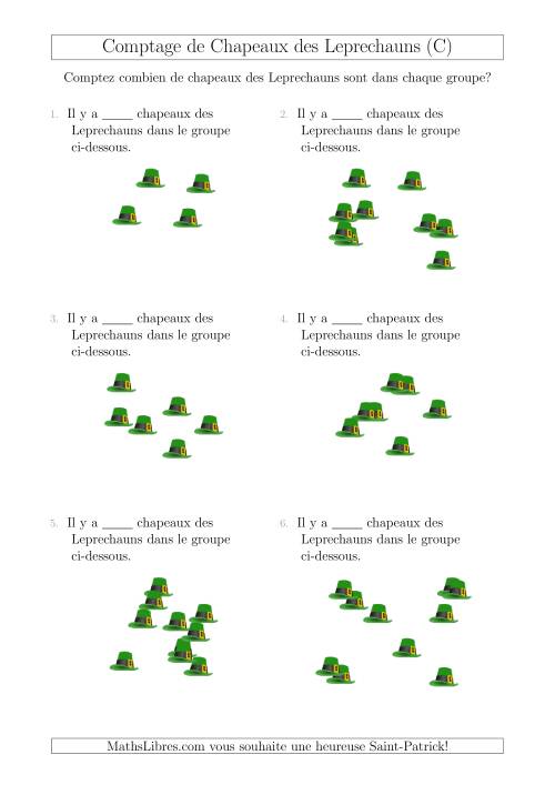 Comptage Jusqu'à 10 Chapeaux des Leprechauns Arrangés en Forme Dispersée (C)