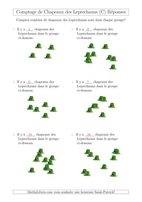 Comptage Jusqu'à 10 Chapeaux des Leprechauns Arrangés en Forme Dispersée (C) page 2