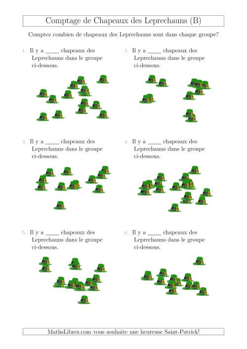 Comptage Jusqu'à 20 Chapeaux des Leprechauns Arrangés en Forme Dispersée (B)