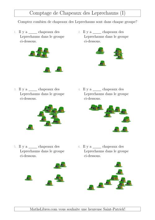 Comptage Jusqu'à 20 Chapeaux des Leprechauns Arrangés en Forme Dispersée (I)