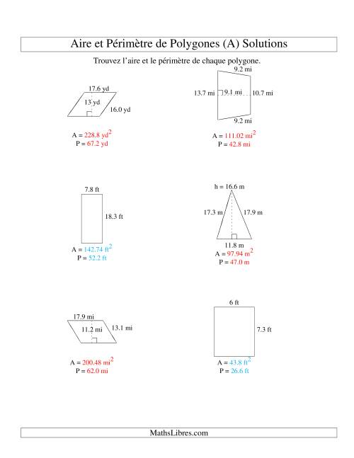 Aire et périmètre de formes variées (jusqu'à 1 décimale; variation 5-20) (Tout) page 2