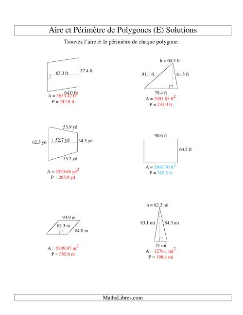 Aire et périmètre de formes variées (jusqu'à 1 décimale; variation 10-99) (E) page 2