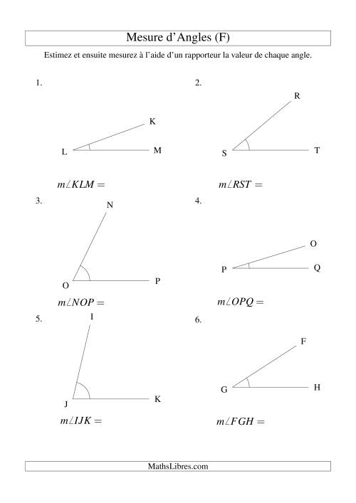Mesure d'angles entre 0° et 90° (F)