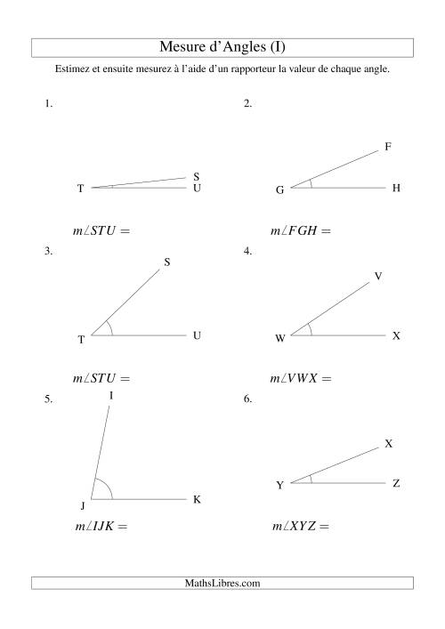 Mesure d'angles entre 0° et 90° (I)