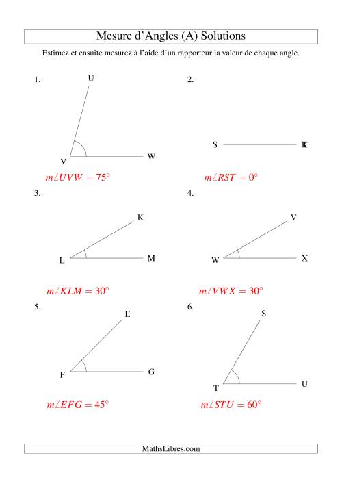 Mesure d'angles entre 0° et 90° (intervalles de 15°) (Tout) page 2
