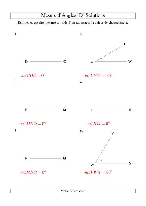 Mesure d'angles entre 0° et 90° (intervalles de 30°) (D) page 2