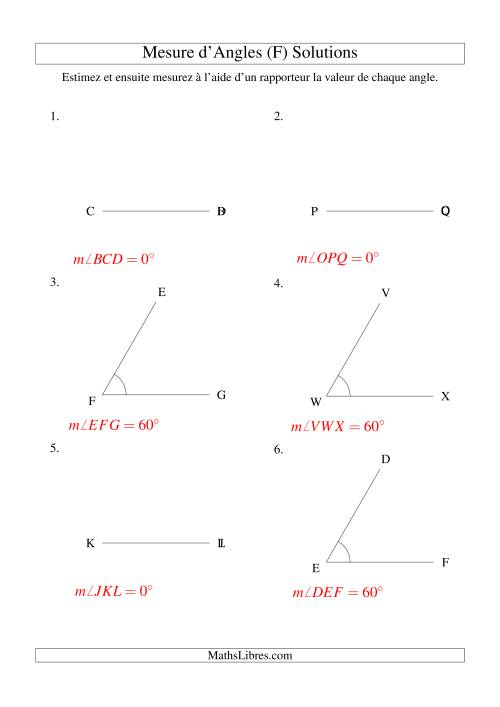 Mesure d'angles entre 0° et 90° (intervalles de 30°) (F) page 2