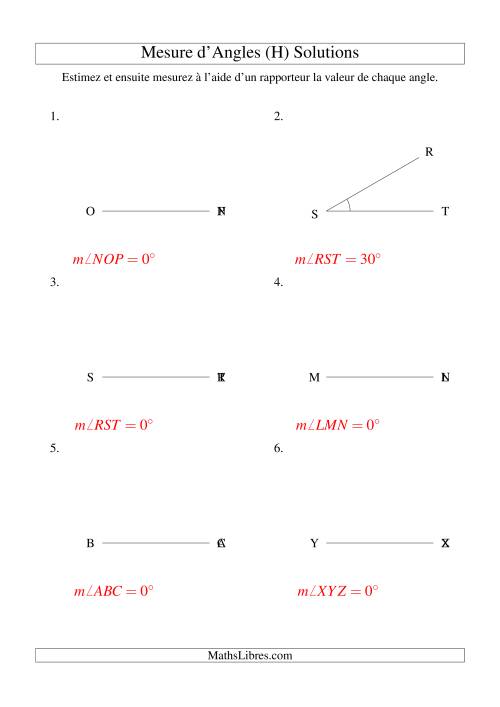 Mesure d'angles entre 0° et 90° (intervalles de 30°) (H) page 2