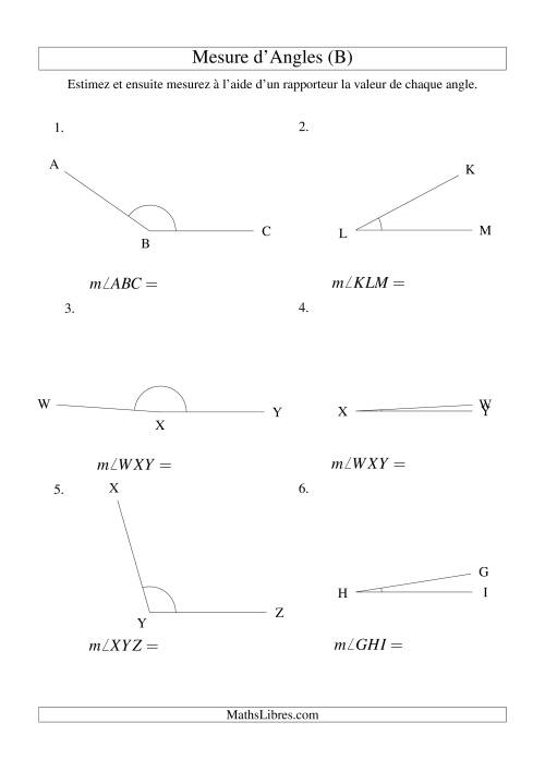 Mesure d'angles entre 0° et 180° (B)