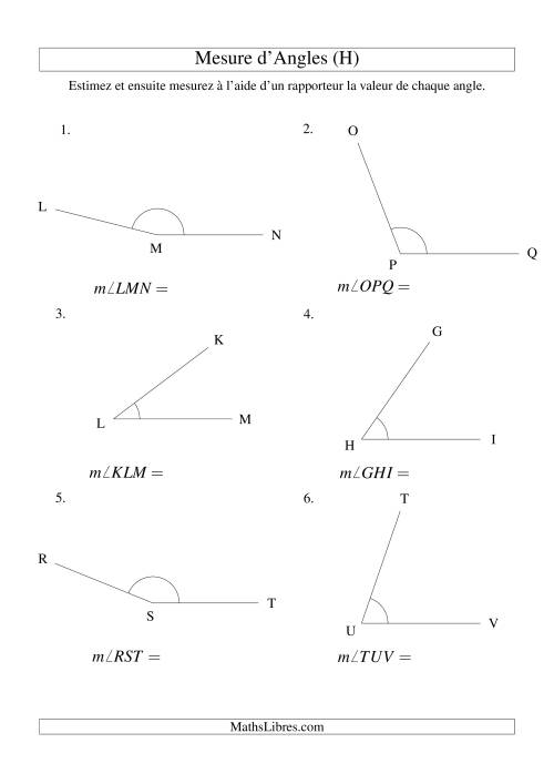 Mesure d'angles entre 0° et 180° (H)