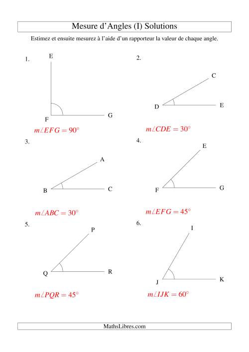 Mesure d'angles entre 0° et 180° (intervalles de 15°) (I) page 2