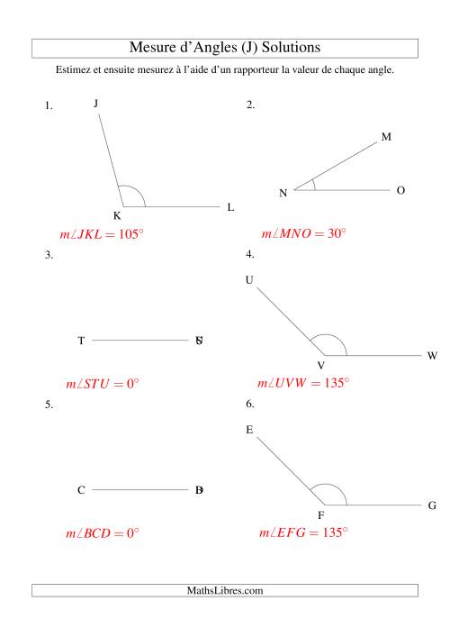 Mesure d'angles entre 0° et 180° (intervalles de 15°) (J) page 2