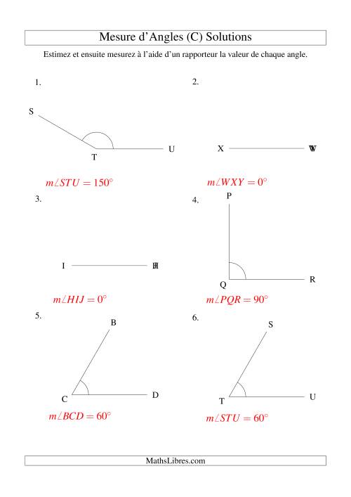 Mesure d'angles entre 0° et 180° (intervalles de 30°) (C) page 2