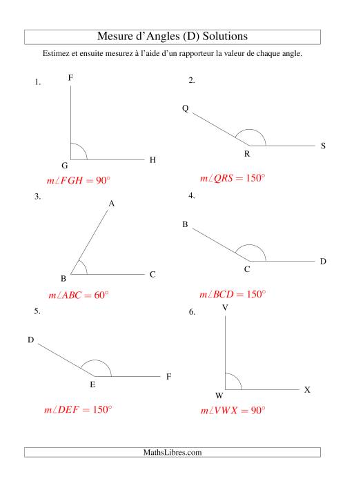 Mesure d'angles entre 0° et 180° (intervalles de 30°) (D) page 2