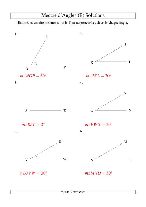 Mesure d'angles entre 0° et 180° (intervalles de 30°) (E) page 2