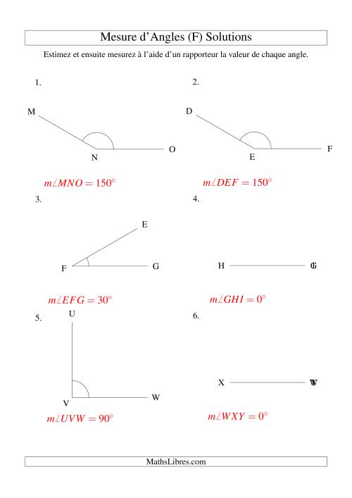 Mesure d'angles entre 0° et 180° (intervalles de 30°) (F) page 2