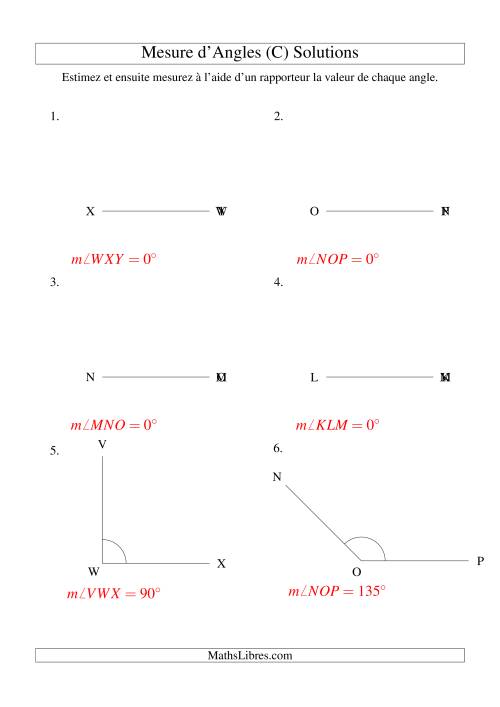 Mesure d'angles entre 0° et 180° (intervalles de 45°) (C) page 2