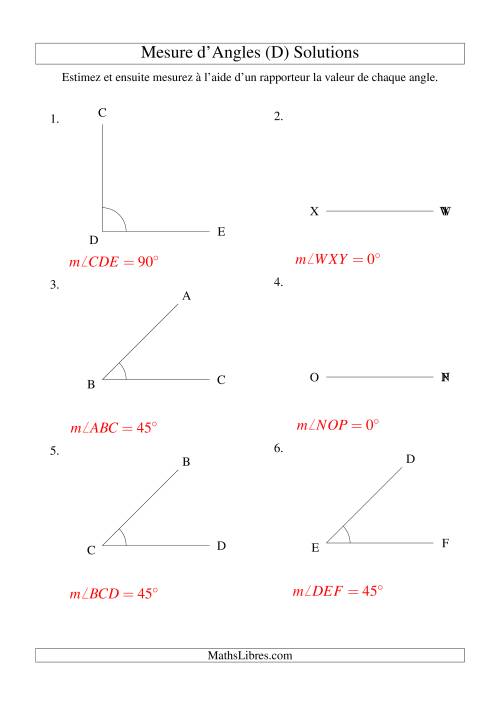 Mesure d'angles entre 0° et 180° (intervalles de 45°) (D) page 2