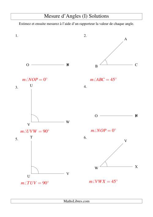 Mesure d'angles entre 0° et 180° (intervalles de 45°) (I) page 2