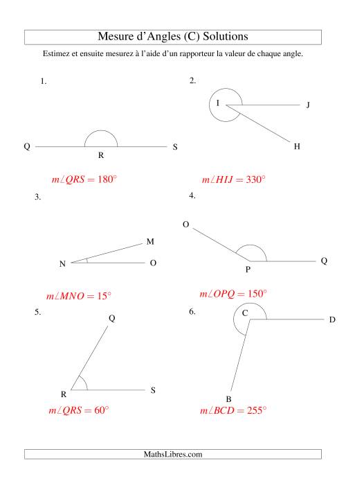 Mesure d'angles entre 0° et 360° (intervalles de 15°) (C) page 2