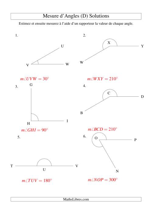Mesure d'angles entre 0° et 360° (intervalles de 30°) (D) page 2