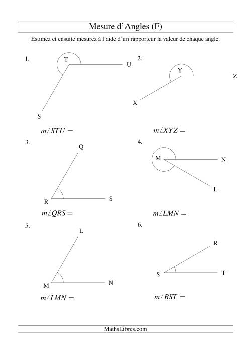 Mesure d'angles entre 0° et 360° (intervalles de 30°) (F)