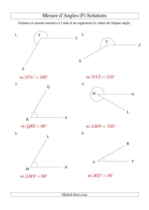 Mesure d'angles entre 0° et 360° (intervalles de 30°) (F) page 2
