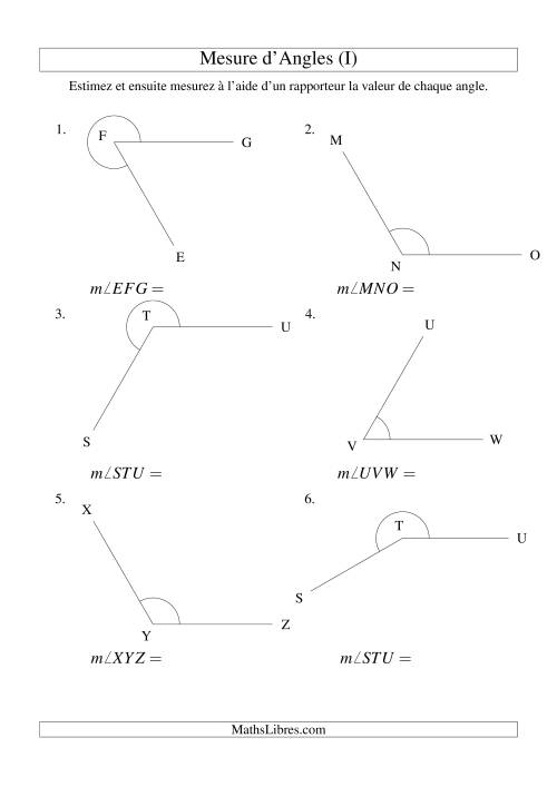 Mesure d'angles entre 0° et 360° (intervalles de 30°) (I)