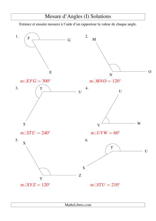 Mesure d'angles entre 0° et 360° (intervalles de 30°) (I) page 2